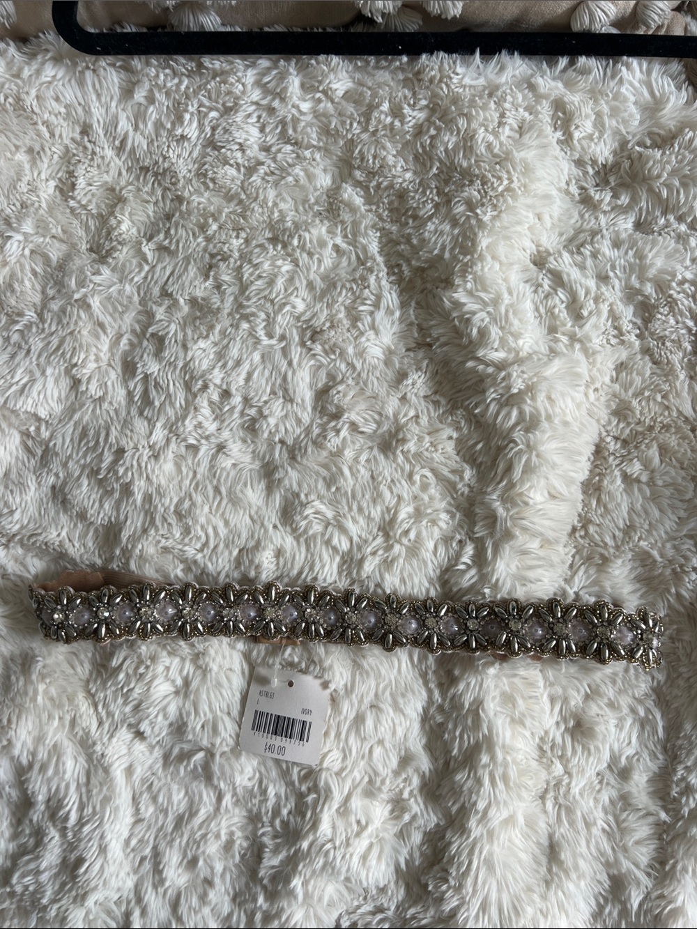 NWT | Altar'd State Crystal Floral Embellished Belt in Ivory and Gold, Size L